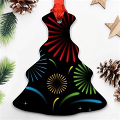 Fireworks With Star Vector Christmas Tree Ornament (two Sides)