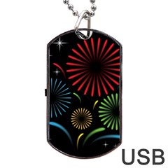 Fireworks With Star Vector Dog Tag Usb Flash (two Sides) by BangZart