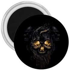 Art Fiction Black Skeletons Skull Smoke 3  Magnets by BangZart