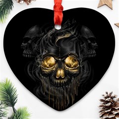 Art Fiction Black Skeletons Skull Smoke Ornament (heart) by BangZart