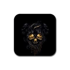 Art Fiction Black Skeletons Skull Smoke Rubber Coaster (square)  by BangZart