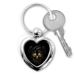 Art Fiction Black Skeletons Skull Smoke Key Chains (heart)  by BangZart