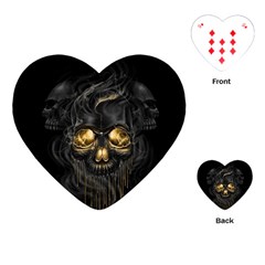 Art Fiction Black Skeletons Skull Smoke Playing Cards (heart)  by BangZart