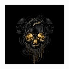 Art Fiction Black Skeletons Skull Smoke Medium Glasses Cloth (2-side) by BangZart