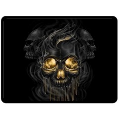 Art Fiction Black Skeletons Skull Smoke Fleece Blanket (large)  by BangZart