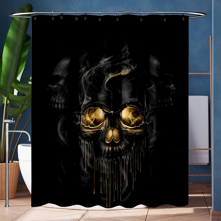 Art Fiction Black Skeletons Skull Smoke Shower Curtain 60  x 72  (Medium) 