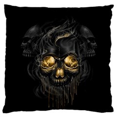 Art Fiction Black Skeletons Skull Smoke Large Cushion Case (one Side) by BangZart