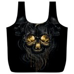 Art Fiction Black Skeletons Skull Smoke Full Print Recycle Bags (L)  Front