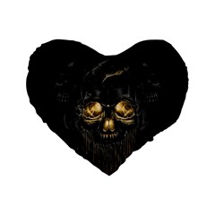 Art Fiction Black Skeletons Skull Smoke Standard 16  Premium Flano Heart Shape Cushions by BangZart