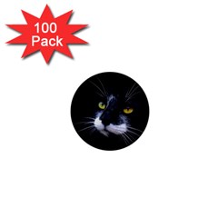 Face Black Cat 1  Mini Buttons (100 Pack)  by BangZart