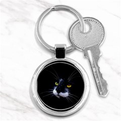 Face Black Cat Key Chains (round)  by BangZart