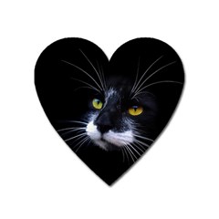 Face Black Cat Heart Magnet by BangZart