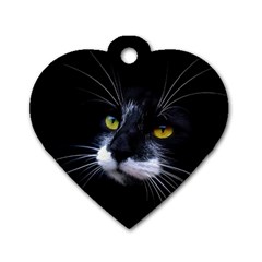 Face Black Cat Dog Tag Heart (two Sides) by BangZart