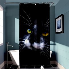 Face Black Cat Shower Curtain 36  X 72  (stall)  by BangZart