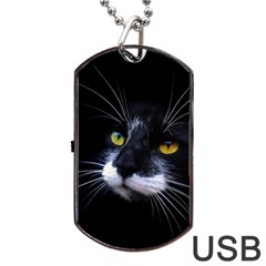 Face Black Cat Dog Tag Usb Flash (one Side) by BangZart