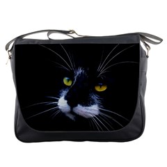 Face Black Cat Messenger Bags by BangZart