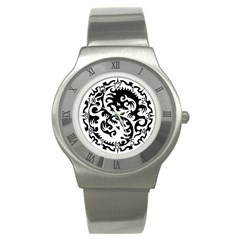 Ying Yang Tattoo Stainless Steel Watch by BangZart