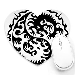 Ying Yang Tattoo Heart Mousepads by BangZart