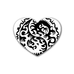 Ying Yang Tattoo Rubber Coaster (heart)  by BangZart