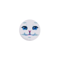 Cute White Cat Blue Eyes Face 1  Mini Magnets by BangZart