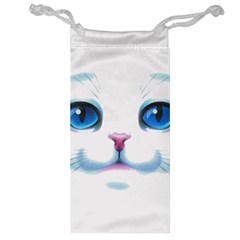 Cute White Cat Blue Eyes Face Jewelry Bag by BangZart