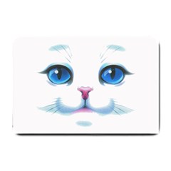 Cute White Cat Blue Eyes Face Small Doormat 