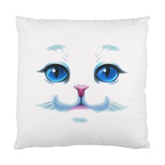 Cute White Cat Blue Eyes Face Standard Cushion Case (two Sides) by BangZart