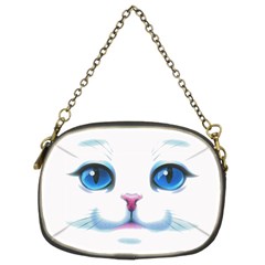 Cute White Cat Blue Eyes Face Chain Purses (two Sides)  by BangZart