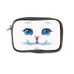 Cute White Cat Blue Eyes Face Coin Purse by BangZart