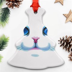 Cute White Cat Blue Eyes Face Ornament (christmas Tree)  by BangZart