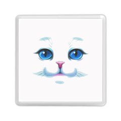 Cute White Cat Blue Eyes Face Memory Card Reader (square)  by BangZart