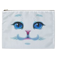 Cute White Cat Blue Eyes Face Cosmetic Bag (xxl)  by BangZart