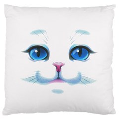 Cute White Cat Blue Eyes Face Standard Flano Cushion Case (one Side) by BangZart