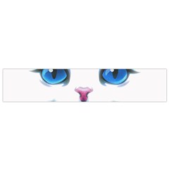 Cute White Cat Blue Eyes Face Flano Scarf (small) by BangZart