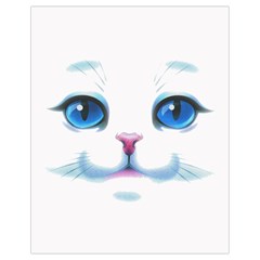 Cute White Cat Blue Eyes Face Drawstring Bag (small) by BangZart