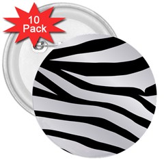 White Tiger Skin 3  Buttons (10 Pack) 