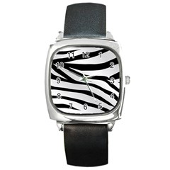 White Tiger Skin Square Metal Watch by BangZart