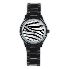 White Tiger Skin Stainless Steel Round Watch