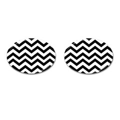 Black And White Chevron Cufflinks (oval) by BangZart