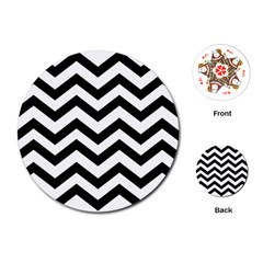 Black And White Chevron Playing Cards (round) 