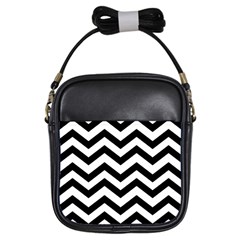 Black And White Chevron Girls Sling Bags by BangZart