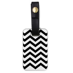 Black And White Chevron Luggage Tags (one Side)  by BangZart