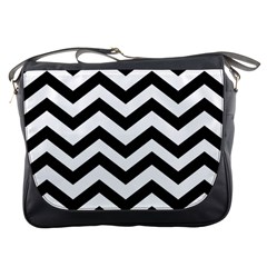 Black And White Chevron Messenger Bags by BangZart