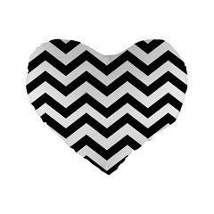 Black And White Chevron Standard 16  Premium Flano Heart Shape Cushions by BangZart