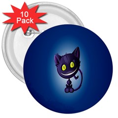 Funny Cute Cat 3  Buttons (10 Pack) 