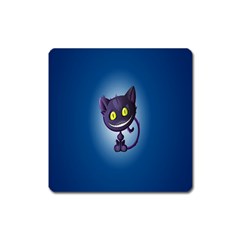 Funny Cute Cat Square Magnet by BangZart