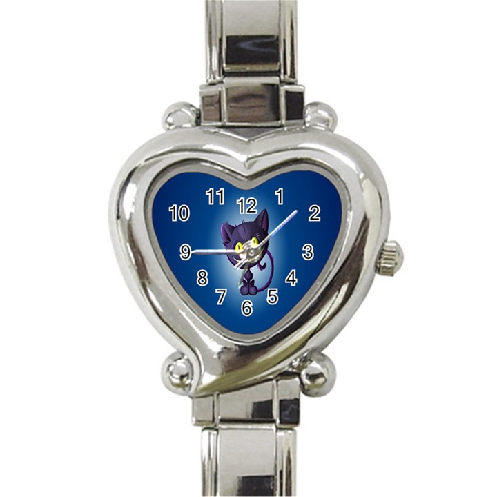 Funny cute cat Heart Italian Charm Watch