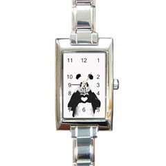 Panda Love Heart Rectangle Italian Charm Watch by BangZart