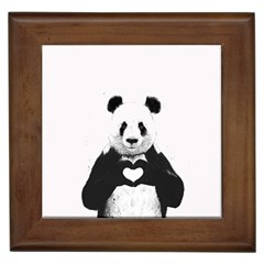 Panda Love Heart Framed Tiles