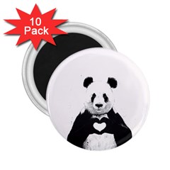 Panda Love Heart 2 25  Magnets (10 Pack)  by BangZart